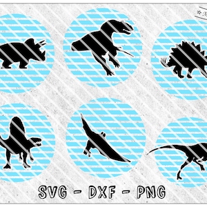 Archivo de trazador - dinosaurio - dino - genial - SVG - DXF - PNG - Jpeg - círculo - archivo - Triceratops - T-Rex - Pteranodon - Stegosaurus