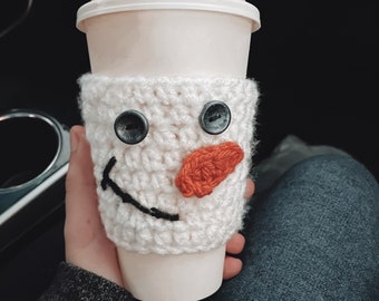 snowman coffee cozy - coffee cup sleeve | perfect for hot drinks on the go :)