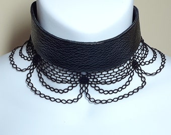Wiktoriański czarny koronkowy choker: naszyjnik w stylu gotyckim