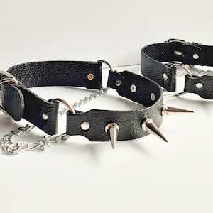 Western boot straps, black leather spurs, boot chains for men, cowboy leather strap with spikes, leather boot anklet, moto boot straps