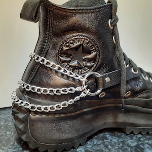 Punk boot chain, alt shoe harness, punk alt clothing, laced boot straps, Boots makeover, leather straps,  gift for men and women,