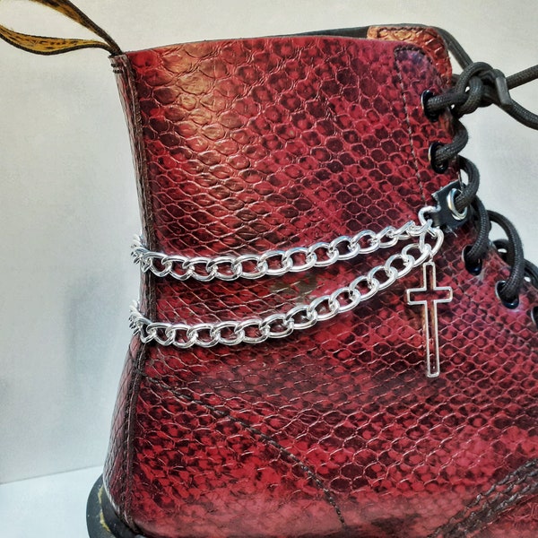 Stiefel Kette Fußkettchen, Punk Schuh Silberkette, Stiefel Armband 21 cm, Weihnachtsgeschenk für Jungen und Mädchen, Schuhschmuck zum Auffrischen Ihrer Stiefel