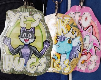 Traditional Fursona Hug Badge Commission Furry PHYSICAL Item A6 and A5 Size