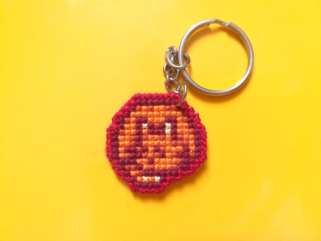 Stardew Valley Cat Keyring Sleepy Kitty Cross Stitch Keychain - Etsy