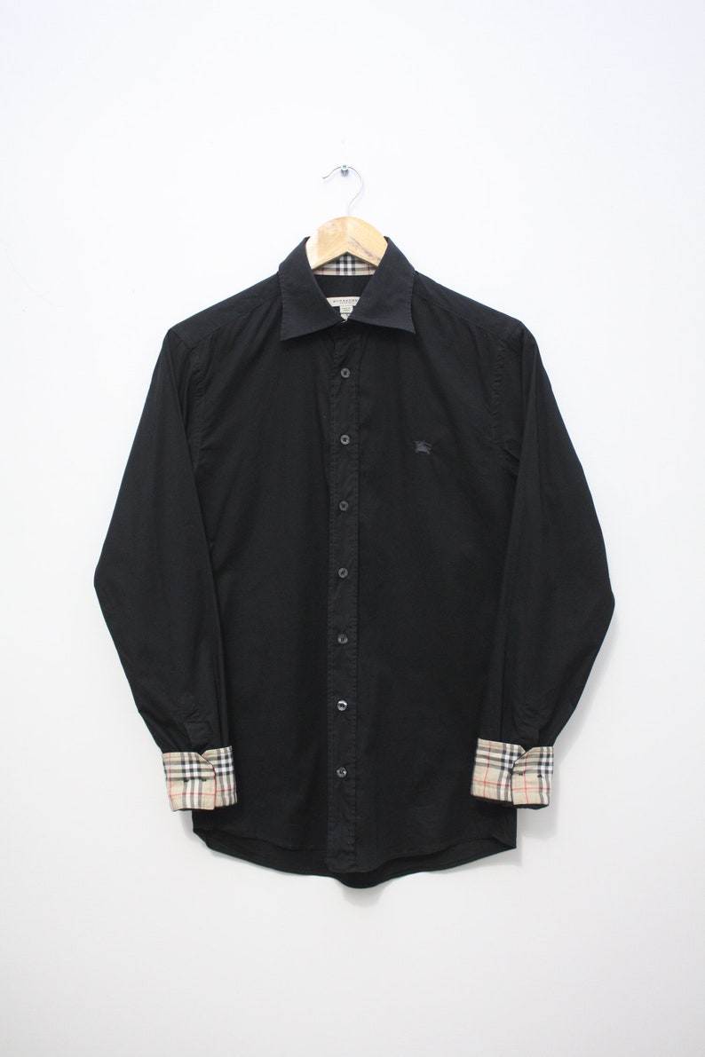 Burberry Black Nova Check L/S Shirt Men's S Made In Spain image 2