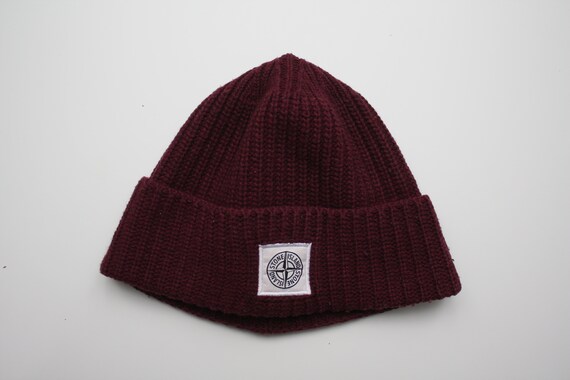 Stone Island Burgundy Red Wool Hat | Etsy