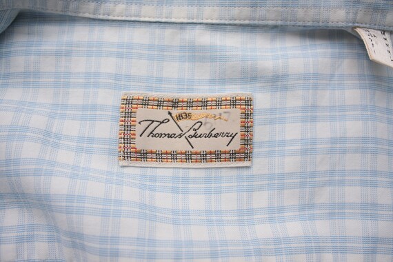 Thomas Burberry Blue Checkered Short Sleeve Shirt… - image 5
