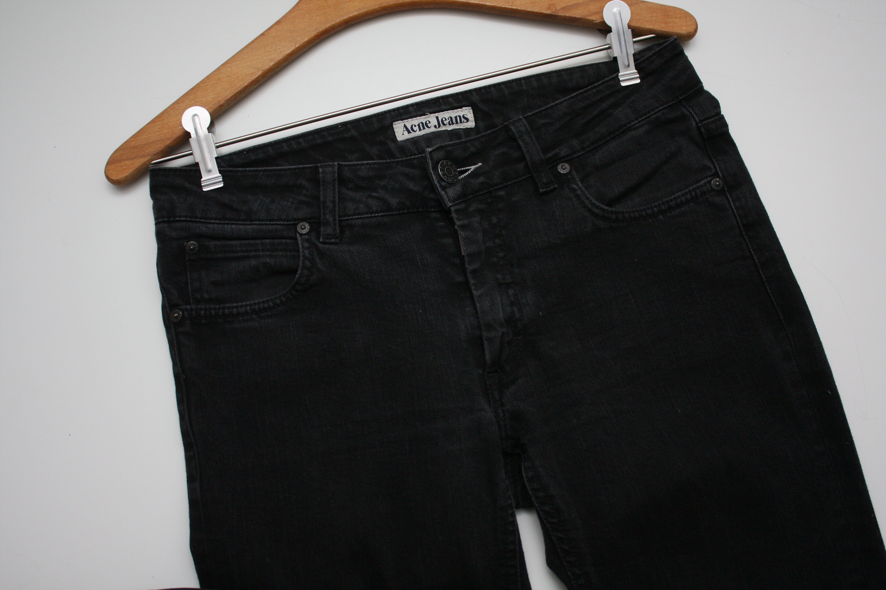 Acne 30/34 Black Denim Jeans - Etsy
