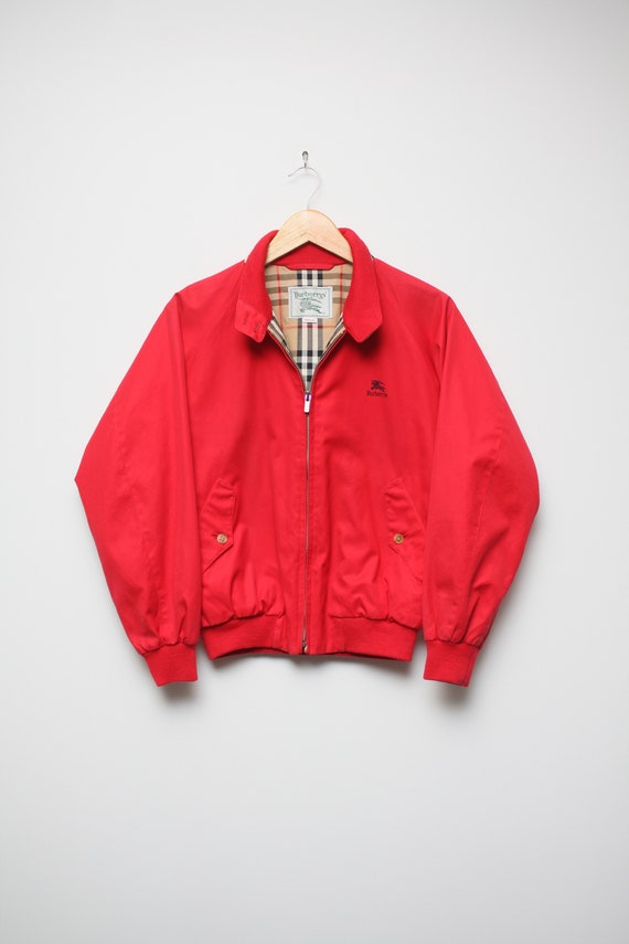 Burberry Red Nova Check Harrington Bomber Jacket