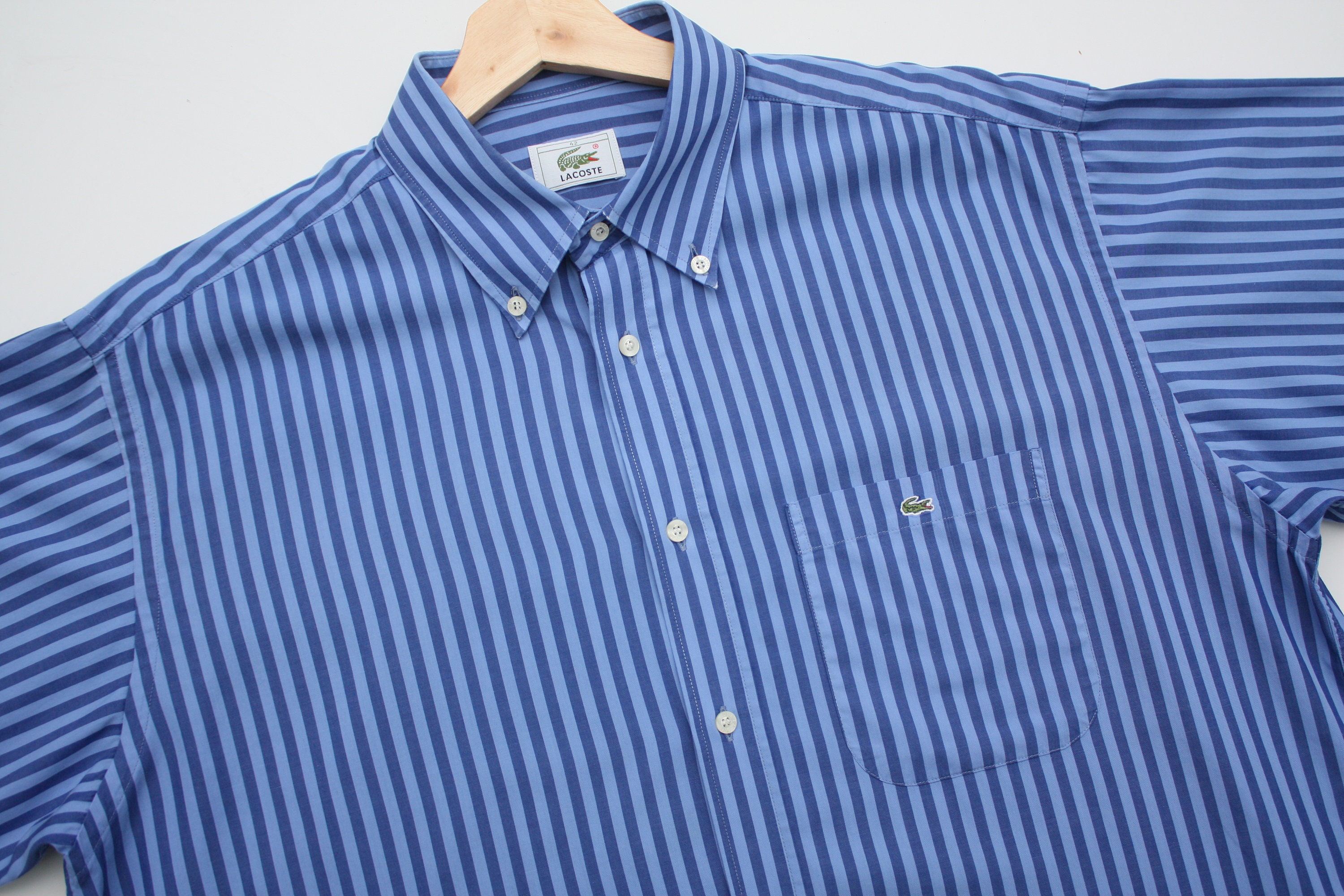 Lacoste Striped Navy Blue Short Sleeve Vintage Shirt - Etsy