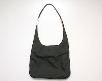 GUCCI Nylon Canvas Shoulder Bag Hobo Purse 001 3708 Dark Green
