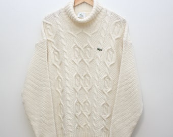 Lacoste Beige Knitted Wool Blend Sweater Men's