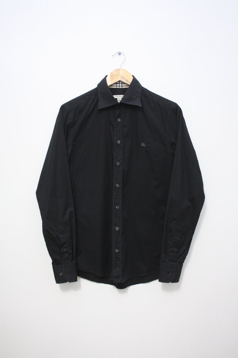 Burberry Black Nova Check L/S Shirt Men's S Made In Spain image 3