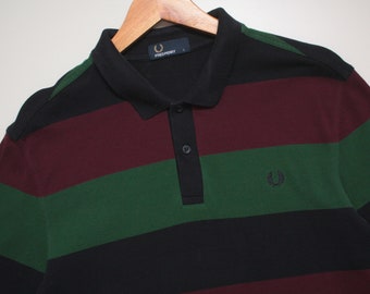 Fred Perry Long Sleeve Striped Polo Men's Large