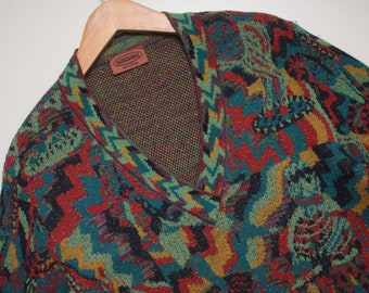 Missoni Abstract Multicolor Knitted V-Neck Sweater