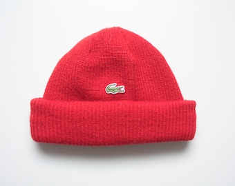 Lacoste Vintage Red Wool Acrylic Hat Made In France