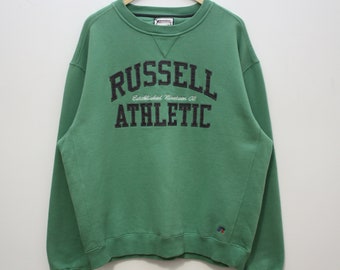 Russel Athletic Green Crew Neck Sweatshirt Homme Grand