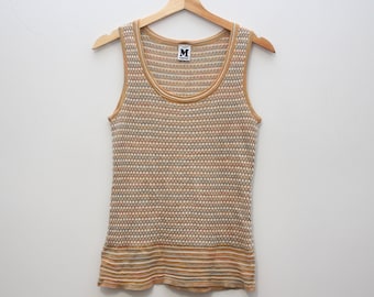 Missoni Beige Knitted Tank Top Women's 44 Made In Italy