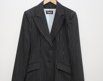 Dolce & Gabbana Dark Grey Striped Wool Blazer Women's 30|44