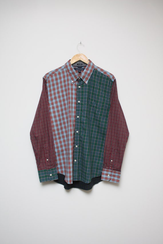 Tommy Hilfiger Patchwork Long Sleeve Checkered Shirt - Etsy