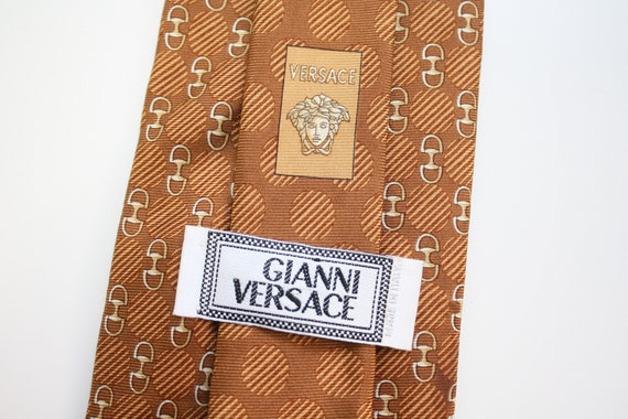 Gianni Versace Mustard Brown Silk Tie Made In Ita… - image 3