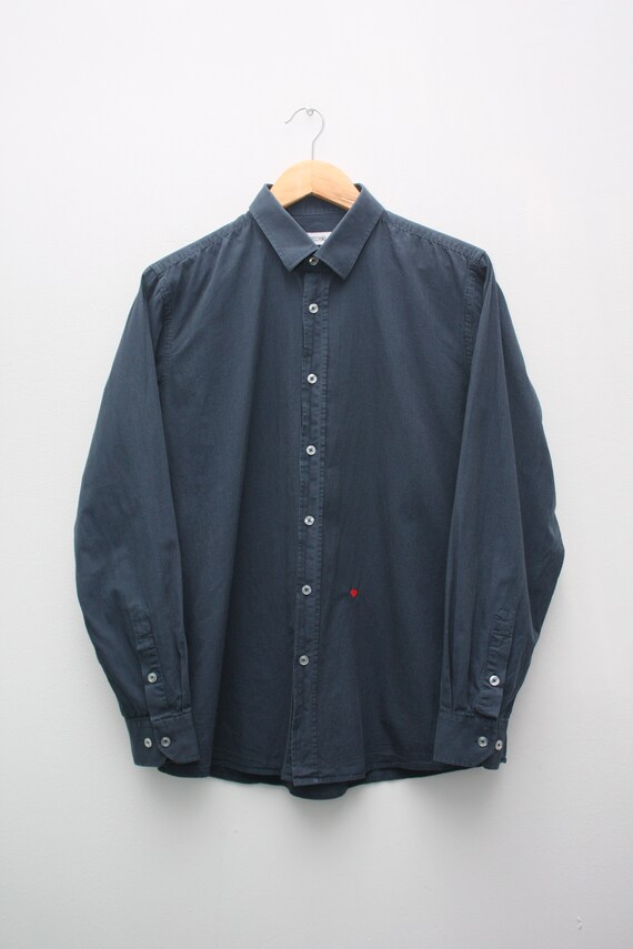 Moschino Navy Heart Shirt Checkered Long Sleeve