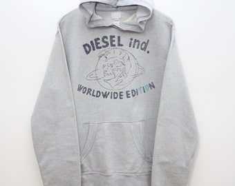 Diesel Worldwide Edition Punk Logo Grau Hoodie Herren XL