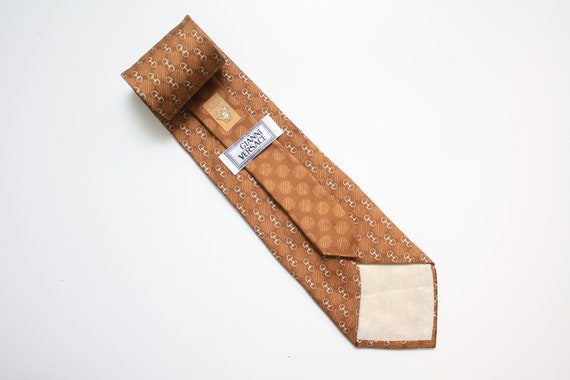Gianni Versace Mustard Brown Silk Tie Made In Ita… - image 1