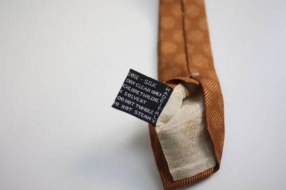 Gianni Versace Mustard Brown Silk Tie Made In Ita… - image 6