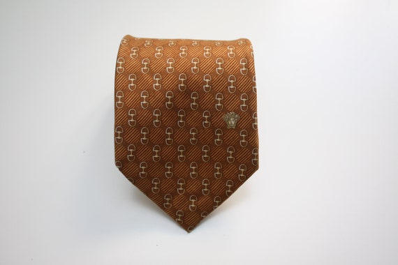 Gianni Versace Mustard Brown Silk Tie Made In Ita… - image 4