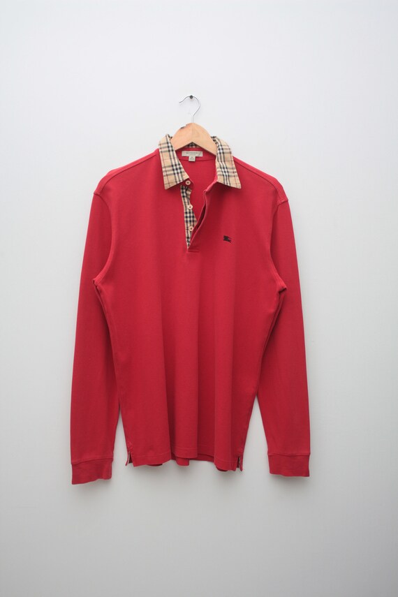 Burberry Red Nova Check Long Sleeve Polo Medium Men s Etsy Hong Kong