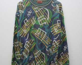 Missoni Vintage Abstract Multicolor Sweater Made In Italy 50