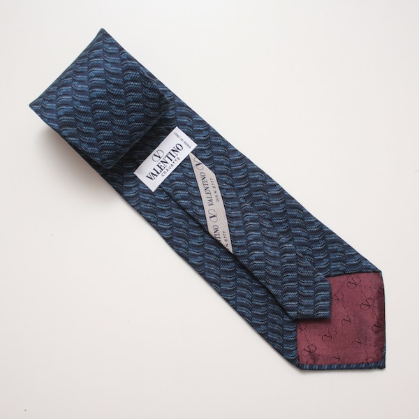 Valentino Navy Blue Silk Tie Made In Italy