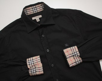 Burberry Black Nova Check L/S Shirt Men's S Made In Spain