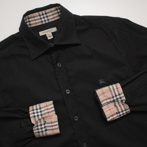 Burberry Black Nova Check L/S Shirt Men's S Made In Spain