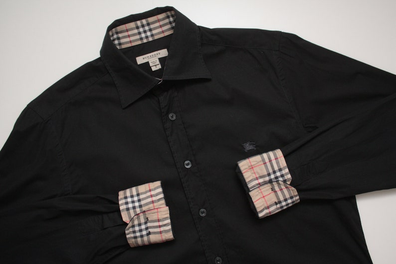 Burberry Black Nova Check L/S Shirt Men's S Made In Spain image 1