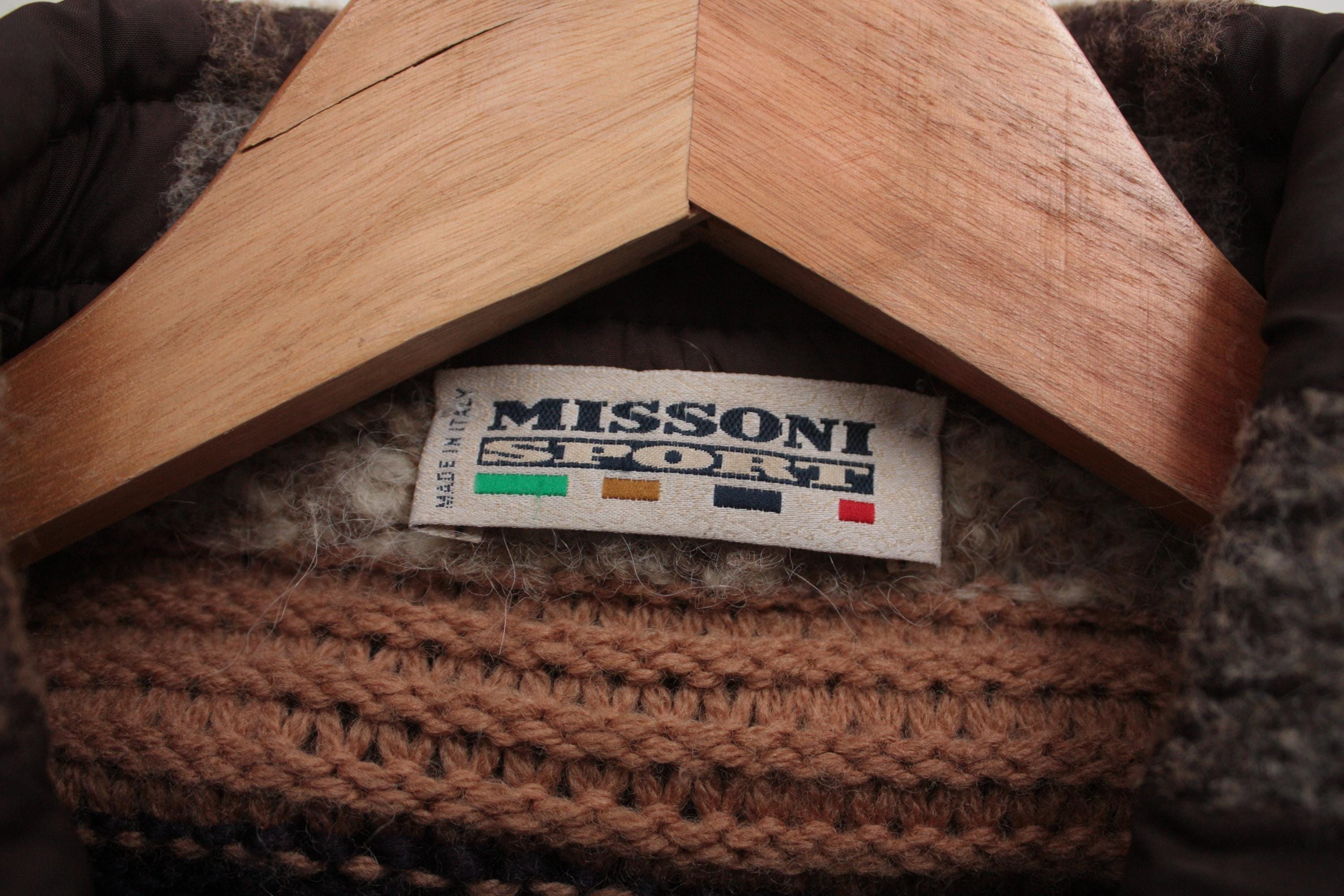 MISSONI SPORT Purple & Grey Knitted Wool / Cashmere Beanie