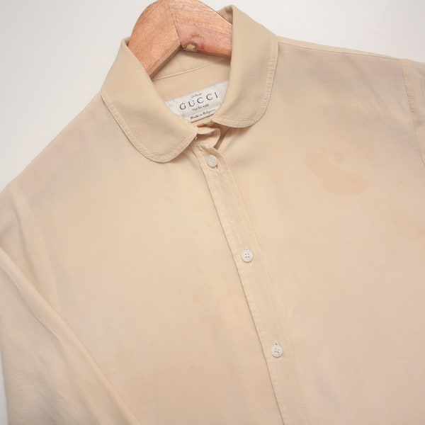 Gucci Uniform Beige Zijden Blouse Dames 38