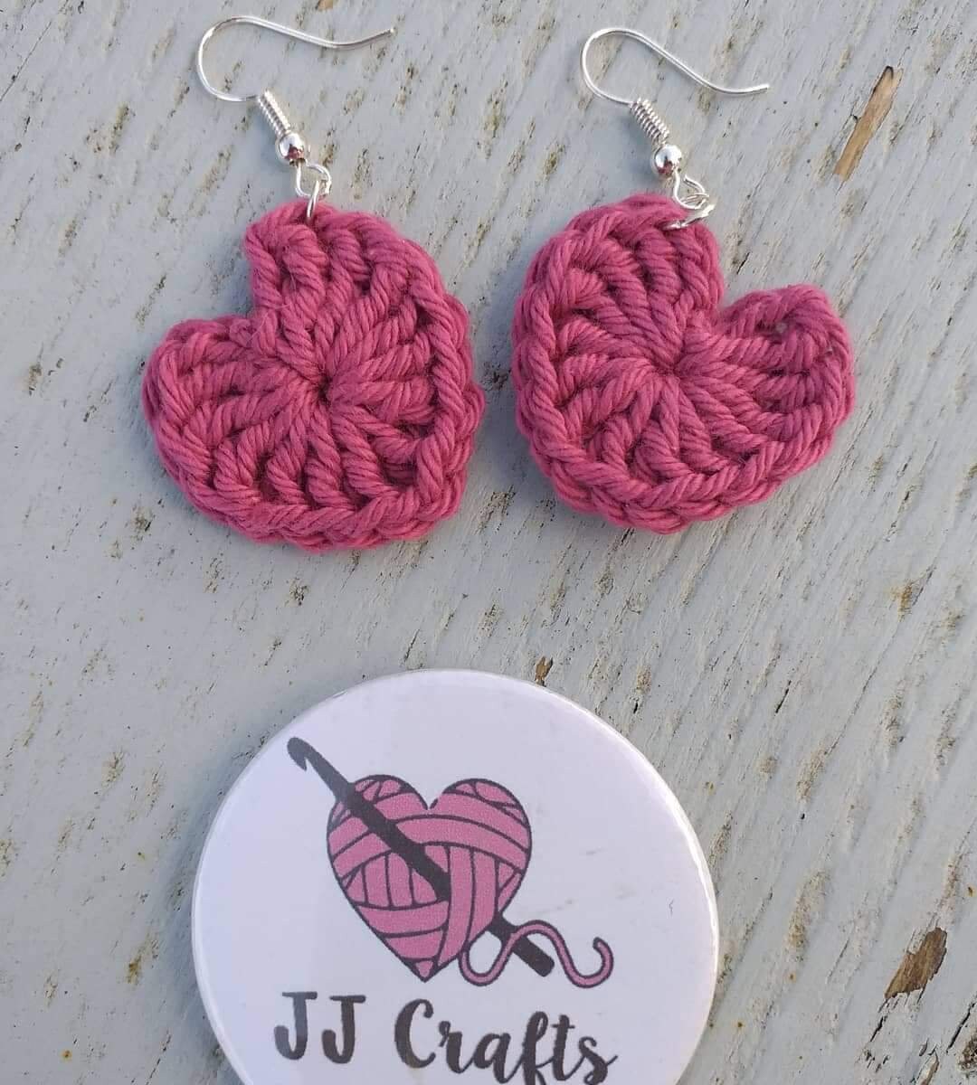Handmade fashion dangle crochet heart earrings Etsy