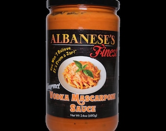 Albanese's Finest Gourmet Vodka Sauce - Made with real Mascarpone cheese!!  24oz Jar - You Won't Believe It's From A Jar! TM