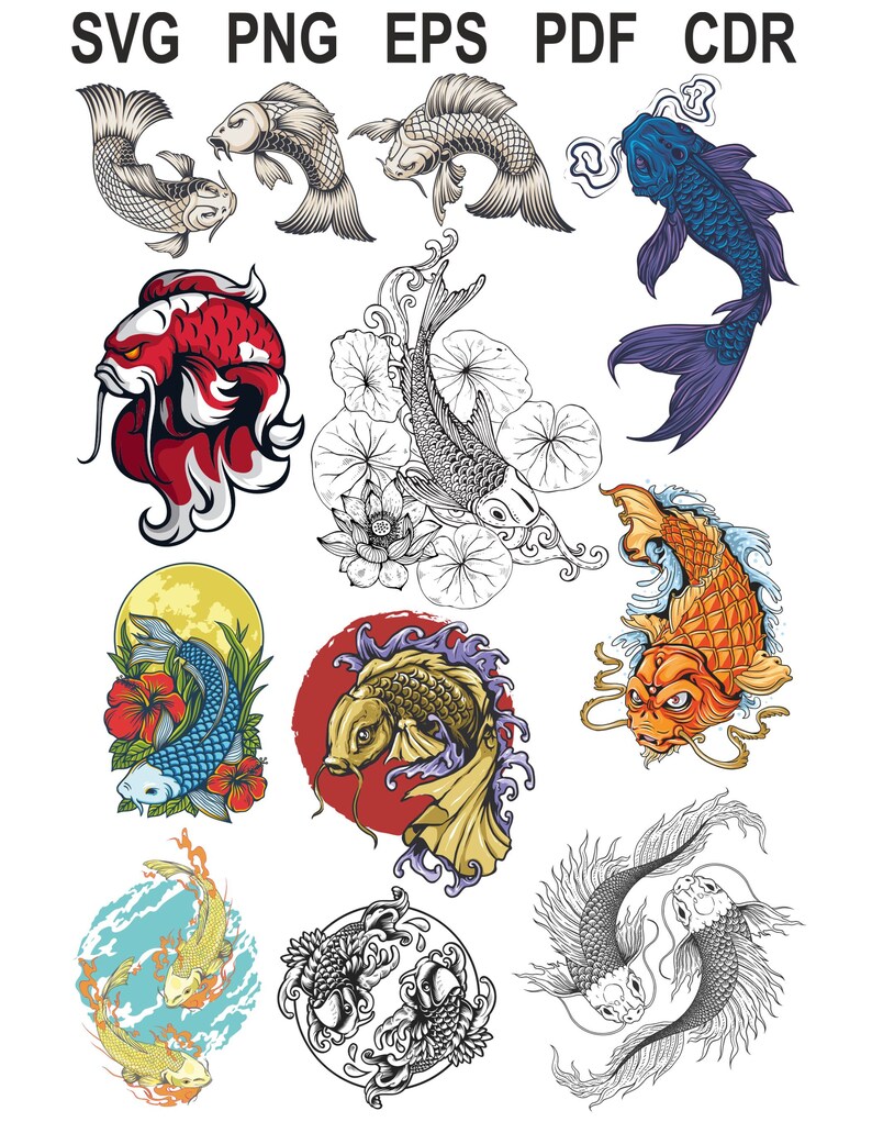 Download Set KOI fish clipart fish svg koi fish vector fishing eps ...