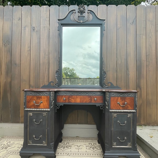 SOLD** Do Not Purchase **Mahogany Makeup Vanity Table *Shipping Is Not Free* Dressing Table Shabby Chic Farmhouse Chippendale