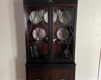 Vintage Hepplewhite Mahogany Hutch *Shipping Is Not Free* Liquor Cabinet China Cabinet Farm House Bookcase Linen Closet