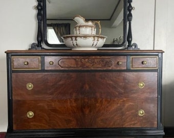 Vintage Walnut  and Mahogany Depression Era Dresser Entryway Console  *Shipping Is Not Free*