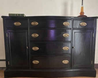 SOLD**Do Not Purchase** Vintage  Hepplewhite Mahogany Entryway Console  Black Sideboard Server Duncan Phyfe Style *Shipping Is Not Free*