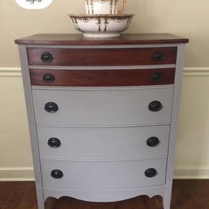 Vintage Federal Hepplewhite Mahogany Bow Front Dixie Dresser Chest Of Drawers *Shipping Is Not Free* Tallboy Guest Bedroom Storage