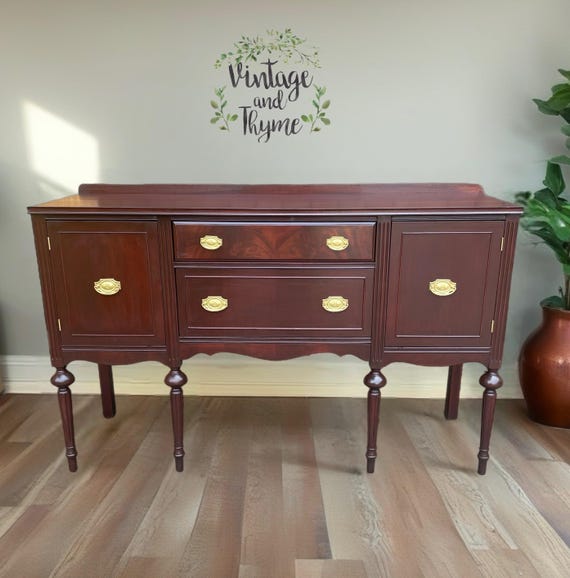 Vintage Mahogany Hepplewhite Federal Buffet Sideboard Entryway