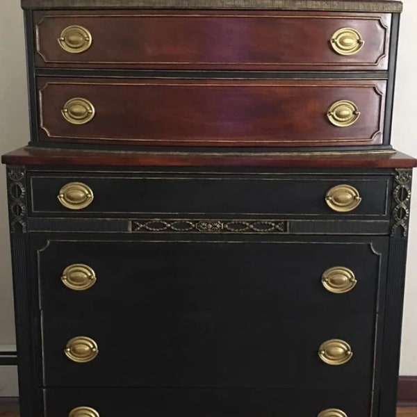 Sold**Do Not Purchase**Vintage Federal Hepplewhite Mahogany Dresser *Shipping Is Not Free* Tallboy Chest Highboy Linen Chest Farmhouse