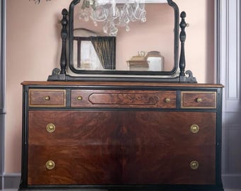 Sold Do Not Purchase Vintage Walnut  and Mahogany Depression Era Dresser Entryway Console  *Shipping Is Not Free*