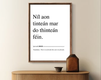Irish Housewarming Gifts: No Place Like Home&#39; Wall Art Prints, Ireland As Gaeilge Print Old  Irish Language Proverbs Decor Homeplace Posters